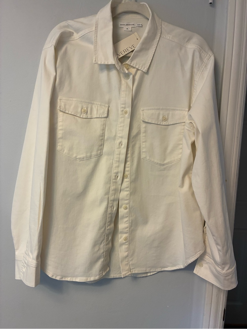 Good American Men's Cream Button-Down Shirt